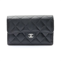 CHANEL 香奈兒 Classic Flap 扣式中夾 黑色 荔枝紋 菱格紋牛皮 銀扣 AP0232 AP0232