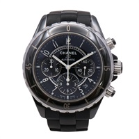 CHANEL 香奈兒 J12 Chronograph 腕錶 黑色錶盤 陶瓷 不鏽鋼 自動上鍊 H0940