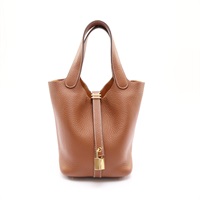 HERMES 愛馬仕 Picotin Lock 18 手提包 金棕色 TC牛皮 B刻 金扣 H056289CC