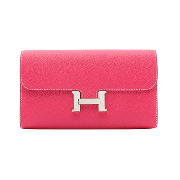 HERMES 愛馬仕 Constance 長夾 Epsom牛皮 糖果粉色 銀扣 X刻