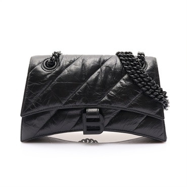 BALENCIAGA 巴黎世家 Crush Chain 肩背包 黑色 牛皮 716351 1000
