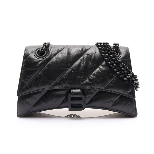 BALENCIAGA 巴黎世家 Crush Chain 肩背包 黑色 牛皮 716351 1000