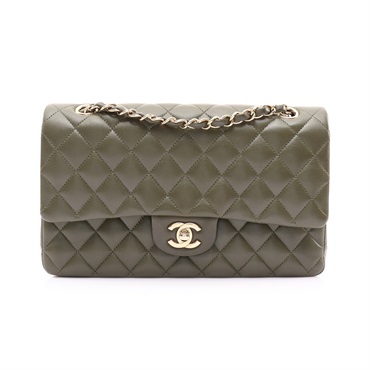 CHANEL 香奈兒 COCO 25 肩背包 綠色 菱格紋羊皮 金釦 A01112