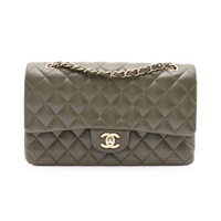 CHANEL 香奈兒 COCO 25 肩背包 綠色 菱格紋羊皮 金釦 A01112
