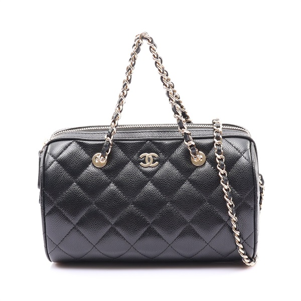 CHANEL 香奈兒 Matelasse Chain 肩背包 黑色 荔枝紋牛皮 鍊帶肩背包 金扣 AP4474 AP4474