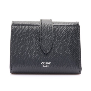 CELINE 賽琳 Fine Strap 三折 扣式 短夾 黑色 粒面牛皮 10H483BEL