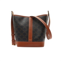 CELINE 賽琳 水桶包 肩背包 棕色 Triomphe 帆布 牛皮 191442CAS.04LU