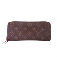 LOUIS VUITTON LV 路易威登 Clemence 拉鍊長夾 棕色 原花帆布 M60742