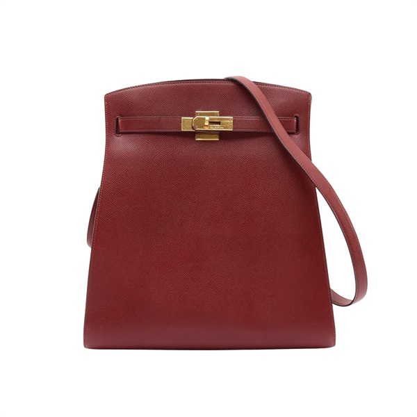 HERMES 愛馬仕 Kelly Sports 肩背包 愛馬仕紅 Courchevel牛皮 ○S刻 金扣