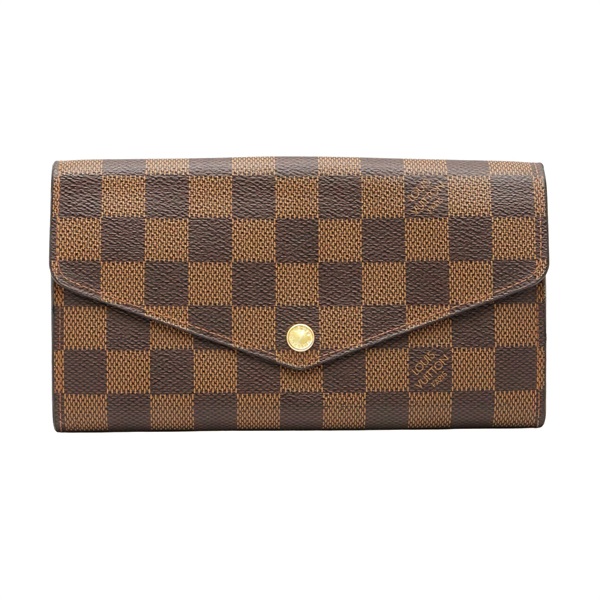 LOUIS VUITTON 路易威登 Sarah 扣式長夾 棕色 棋盤格帆布 N63209