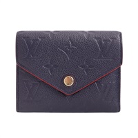 LOUIS VUITTON LV 路易威登 Victorine 三折扣式短夾 深海藍色 原花壓紋牛皮 M64577