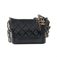 CHANEL 香奈兒 Gabrielle Hobo small 肩背包 黑色牛皮 金扣 A91810