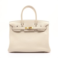 HERMES 愛馬仕 Birkin 30 Clemence牛皮 白色 柏金包 手提包 Z刻 金扣