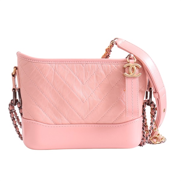 CHANEL 香奈兒 Gabrielle Small Hobo 流浪包 肩背包 粉色 菱格紋 牛皮 無卡 A91810