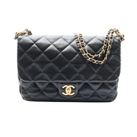 CHANEL 香奈兒 鍊條 肩背包 黑色 菱格紋羊皮 金釦 AS5087