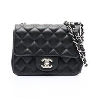 CHANEL 香奈兒 Mini Classic 鏈帶 肩背包 黑色 菱格紋羊皮 銀釦 A35200