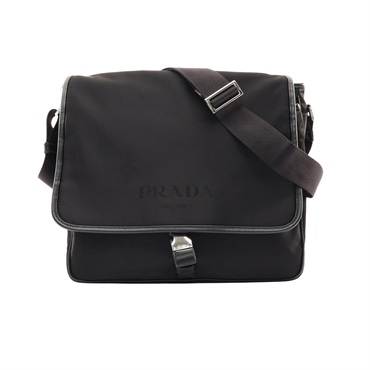PRADA 普拉達 Messenger 肩背包 黑色 尼龍 牛皮 2VD166