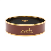 HERMES 愛馬仕 Emaille GM 手環 棕色琺瑯 金色鍍金