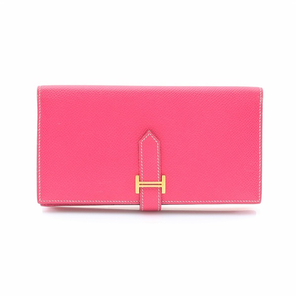 HERMES 愛馬仕 Bearn 二折長夾 亮桃紅色 Epsom牛皮 口Q刻 金扣 H039785CC