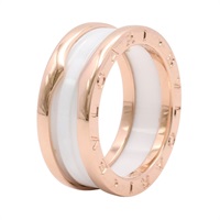 BVLGARI 寶格麗 B.zero1 雙環戒指 #54 18K玫瑰金 白色陶瓷 347009 347009
