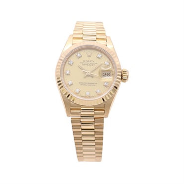 ROLEX 勞力士 Lady-Datejust 腕錶 金色錶盤 18K黃金 鑽石 69178