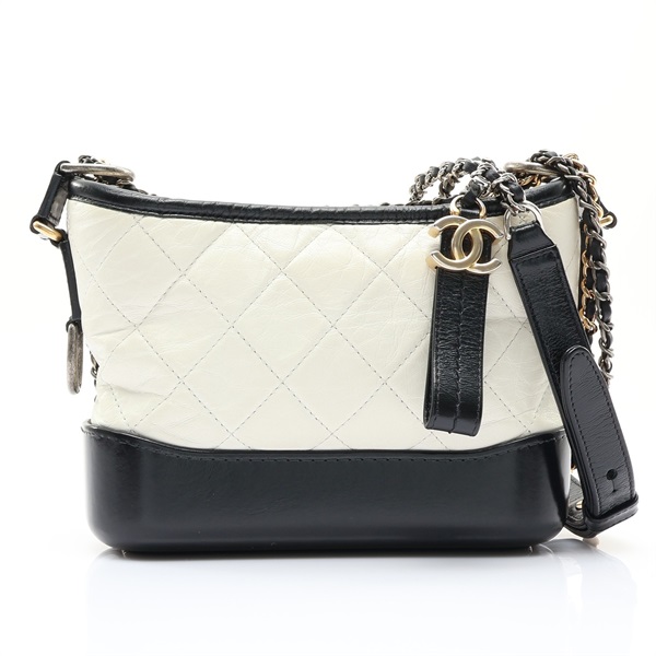 CHANEL 香奈兒 mini Gabrielle 流浪包 肩背包 白色 牛皮 A91810