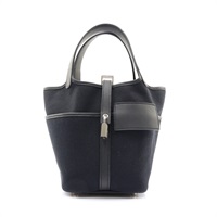 HERMES 愛馬仕 Picotin Lock 18 Cargo 手提包 黑色 Swift牛皮 Toile帆布 B刻 H083189CK