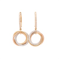 Cartier 卡地亞 Trinity Half-paved 圈式耳環 18K 三色三金 鑽石 B8301465