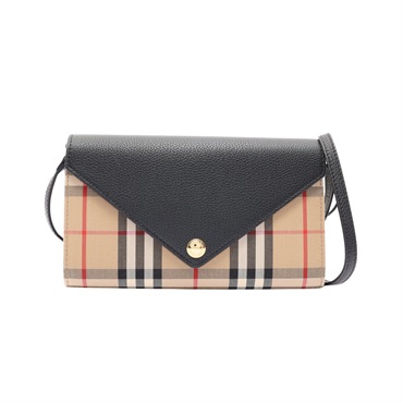 BURBERRY 巴寶莉 Hannah Vintage WOC 肩背包 黑色 牛皮 帆布 8022560