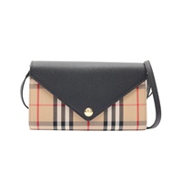 BURBERRY 巴寶莉 Hannah Vintage WOC 肩背包 黑色 牛皮 帆布 8022560