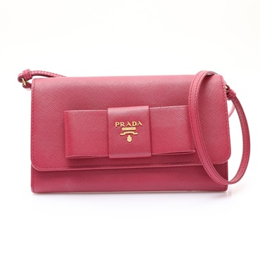 PRADA 普拉達 蝴蝶結 肩背包 桃紅色 Saffiano牛皮 1M1437