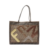 FENDI 芬迪 肩背包 棕色 Zucchino 帆布 8BH183
