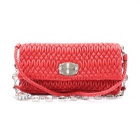 MIU MIU 繆繆 Crystal Flap 肩背包 紅色 Matelasse 皮革 RP0233