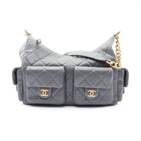 CHANEL 香奈兒 25C Hobo 肩背包 灰色 羊皮 金扣 AS5339