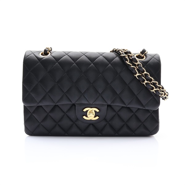 CHANEL 香奈兒 COCO 25 鍊帶 肩背包 黑色 菱格紋羊皮 金扣 A01112
