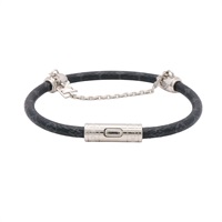 LOUIS VUITTON LV 路易威登 Chain It 手環 黑色 原花帆布 銀色金屬 M8573D