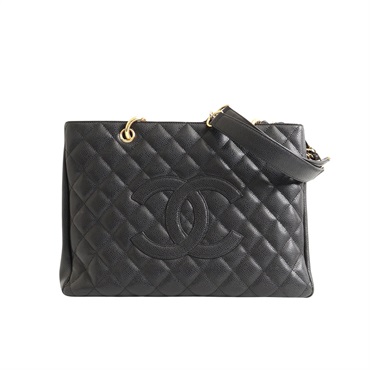 CHANEL 香奈兒 GST 豆腐包 肩背包 黑色 荔枝紋 牛皮 金扣 無卡 A50995