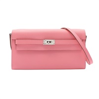 HERMES 愛馬仕 Kelly To Go Wallet 肩背包 玫瑰粉 Epsom牛皮 Y刻 銀扣 H080253CK