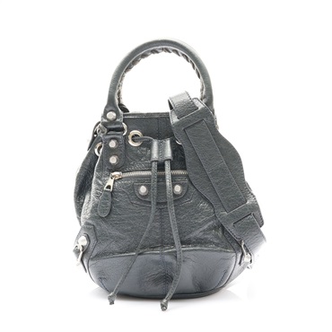 BALENCIAGA 巴黎世家 Giant Mini Pompon 機車包 肩背包 灰色 山羊皮 285439