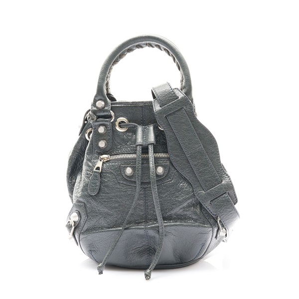 BALENCIAGA 巴黎世家 Giant Mini Pompon 機車包 肩背包 灰色 山羊皮 285439
