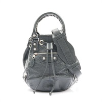 BALENCIAGA 巴黎世家 Giant Mini Pompon 機車包 肩背包 灰色 山羊皮 285439