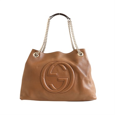 GUCCI 古馳 Soho 鍊帶 肩背包 棕色 牛皮 308982