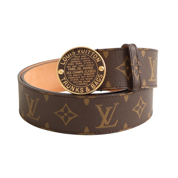 LOUIS VUITTON LV 路易威登 Ceinture T&B 皮帶 棕色 原花帆布 M6975