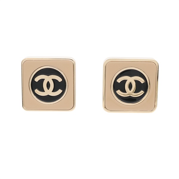 CHANEL 香奈兒 CC方形 耳環 金色 金屬