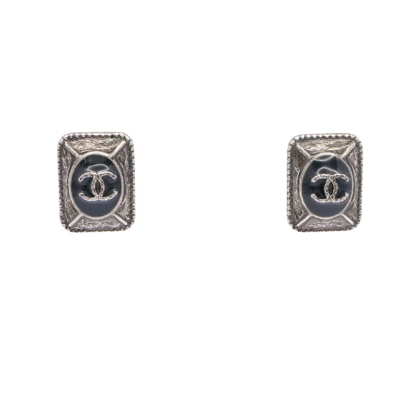 CHANEL 香奈兒 CC 耳環 黑色 金屬