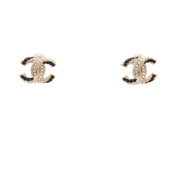 CHANEL 香奈兒 CC 耳環 淺金色 金屬