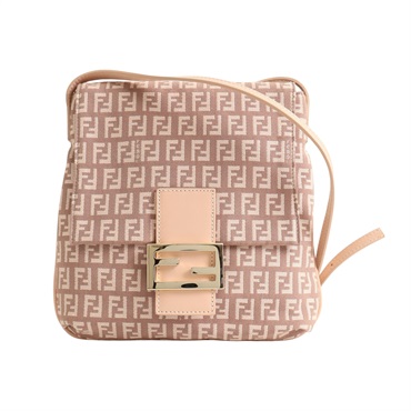 FENDI 芬迪 Zucchino 肩背包 粉色 帆布 牛皮 8BT075