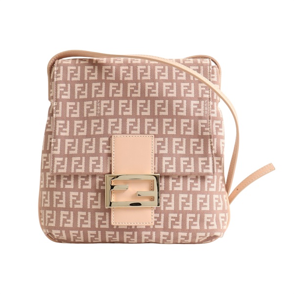 FENDI 芬迪 Zucchino 肩背包 粉色 帆布 牛皮 8BT075