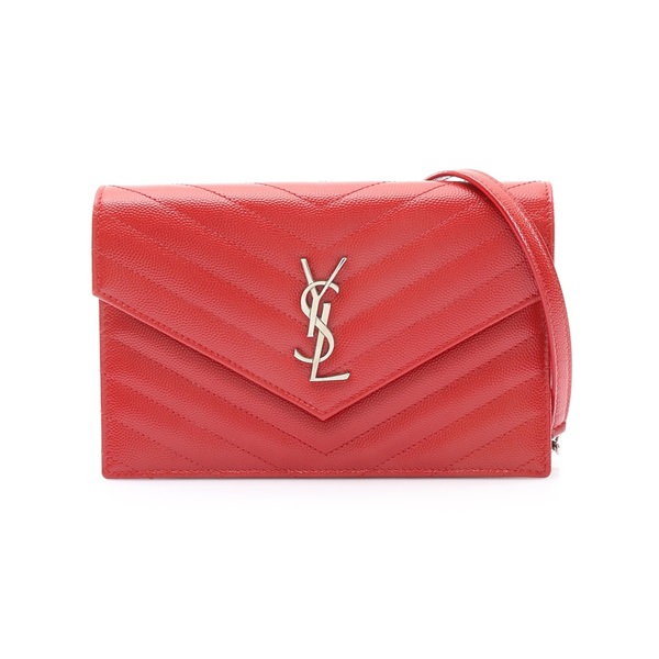 SAINT LAURENT YSL 聖羅蘭 Classic Cassandre WOC 肩背包 紅色 牛皮 393953