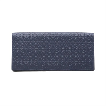 LOEWE 羅威 Repeat Anagram 兩折長夾 海軍藍 壓花牛皮 (有黴)